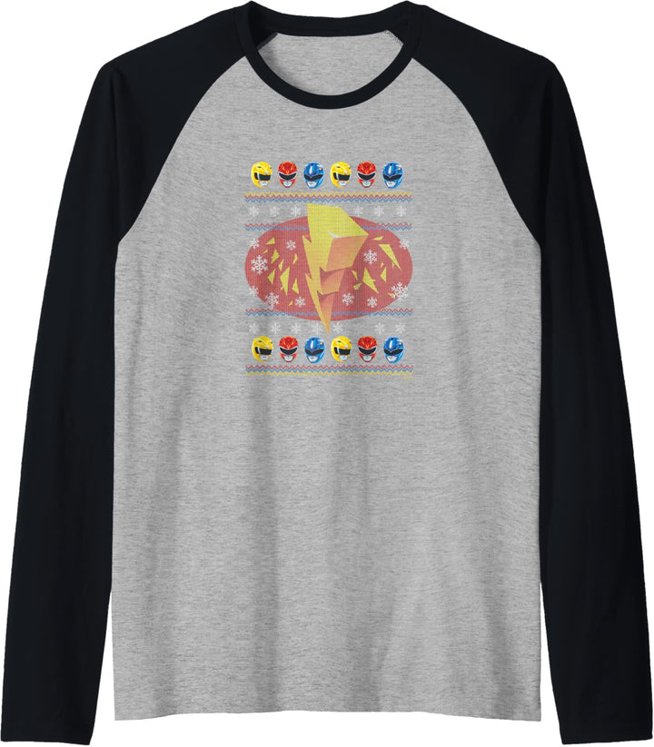 Power Rangers Lightning Bolt Christmas Sweater Raglan