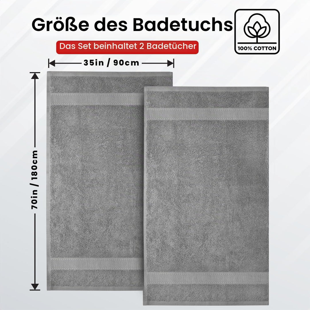 Infinitee Xclusives Extra grosse Badetücher – 2er-Set | 90 x 180 cm | 600 g/m² | 100% ringgesponnene