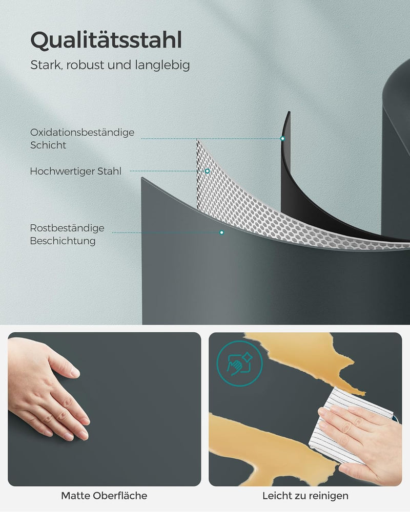 SONGMICS Abfalleimer 30 l, mit Pedal aus Stahl, Inneneimer und Deckel, Griff, weicher Verschluss, lu