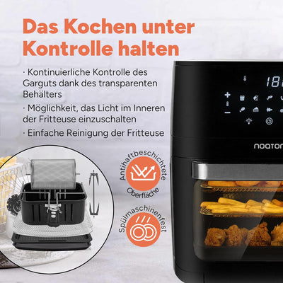 Noaton A120 Ultra Pro Heissluftfritteuse 12L, Fritteuse ohne Öl, Inklusive Rezeptbuch und 26 cm Küch