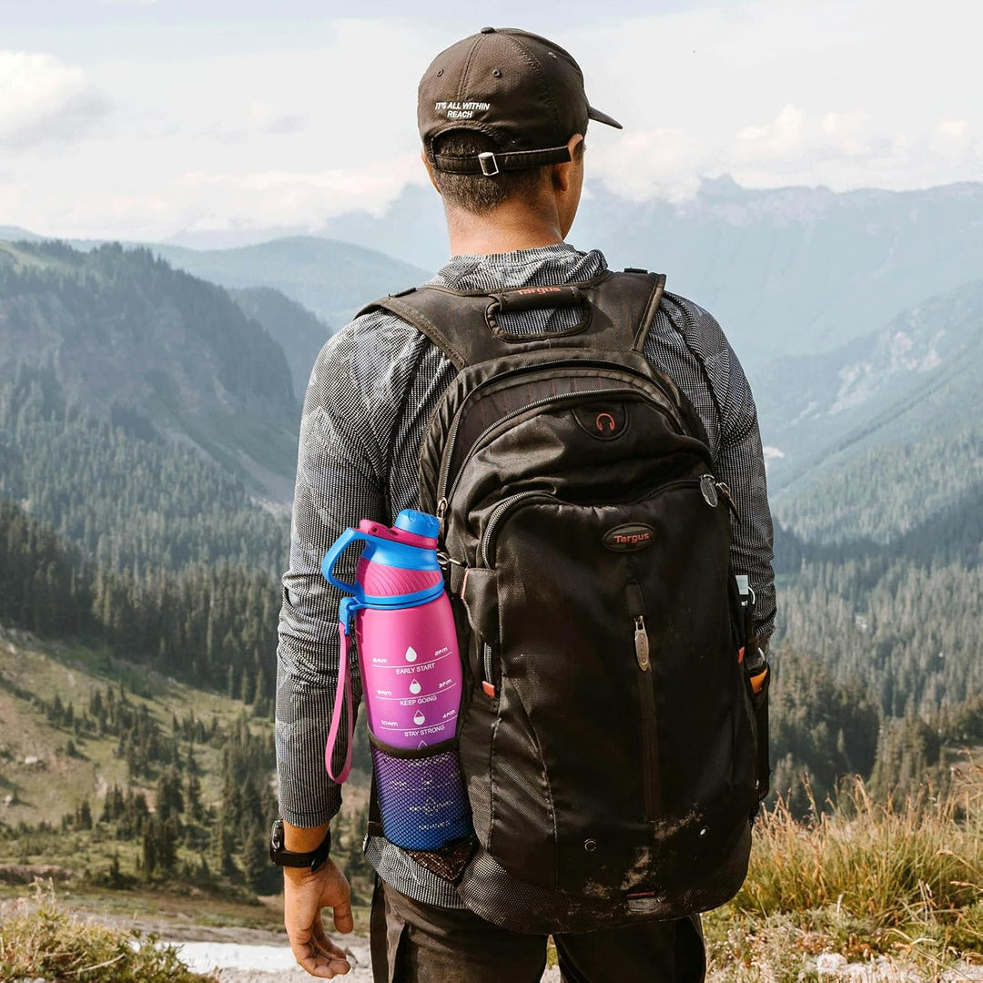 Fjbottle Trinkflasche 1L/710ML + Sieb – Sport Wasserflasche mit Zeitmarkierung/Magnetdeckel - BPA-fr