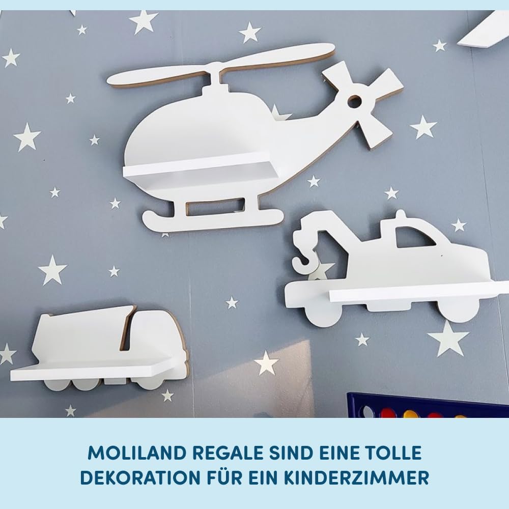 Regal Helicopter Hubschrauber | Weisses Hängendes Regal als Dekoration für Kinderzimmer | Skandinavi