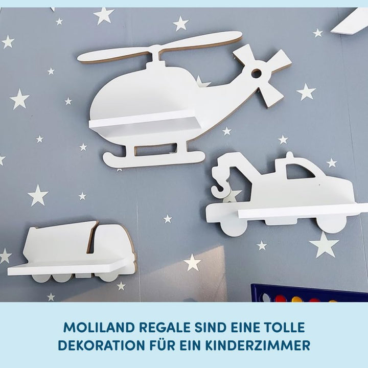 Regal Helicopter Hubschrauber | Weisses Hängendes Regal als Dekoration für Kinderzimmer | Skandinavi