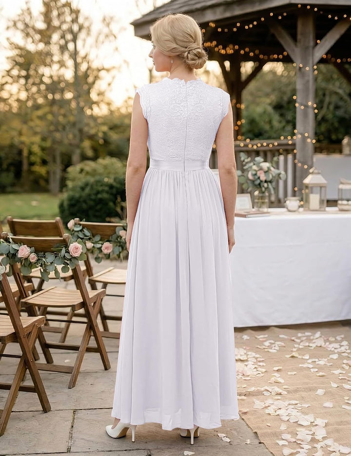 Dressystar Spitzen Cocktailkeid Elegant für Hochzeit Knielang Festlich Abendkleider Kurz XXL Band_we