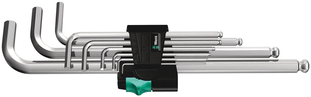 Wera 950 PKL/9 SM N Winkelschlüsselsatz, metrisch, gestellverchromt, 9-teilig, 05022087001 Single, S