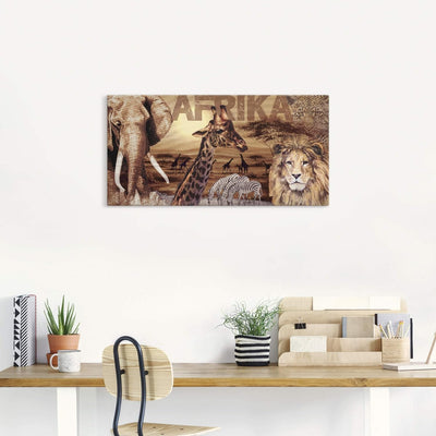 Artland Leinwandbild Wandbild Bild auf Leinwand 100x50 cm Wanddeko Afrika Tiere Safari Savanne Elefa