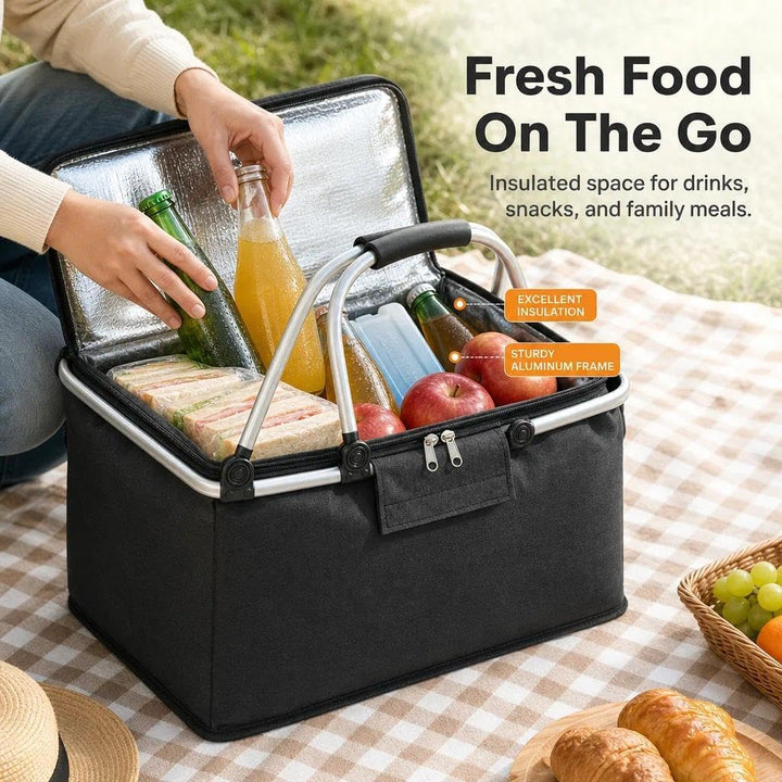 Einkaufskorb,Einkaufskorb Faltbar,Thermo Als Picknickkorb, Kühlbox Tragbare Mit Gepolsterten Griffen