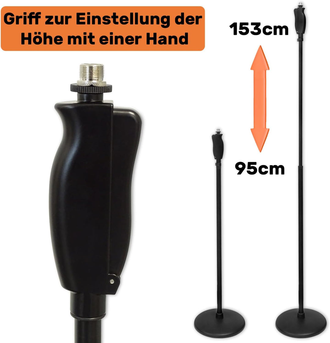 keepdrum MS124 Einhand-Mikrofonständer gerades Stativ mit Rundsockel