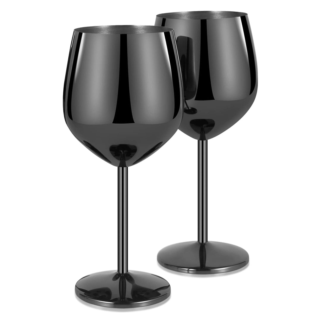 Livole Cocktailgläser aus Edelstahl, Rotweingläser mit Stiel, Unzerbrechlich Weingläser, 18Oz 550ml