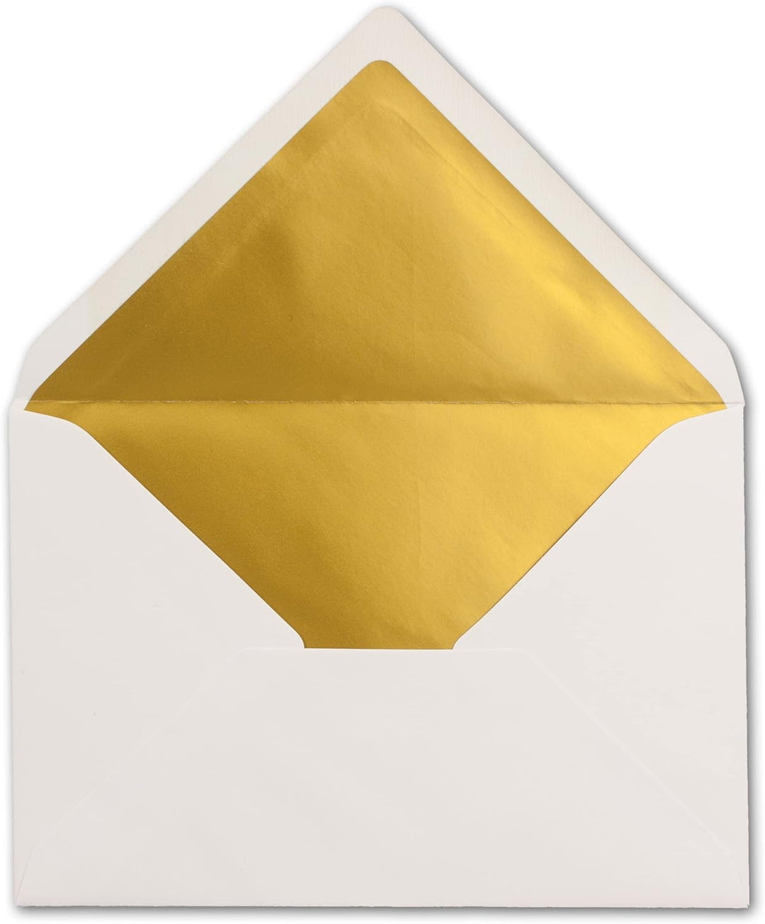 75x DIN C5 Kuverts 15,7 x 22,5 cm in weiss mit goldenem Seidenfutter - Nassklebung - Blanko Brief-Um