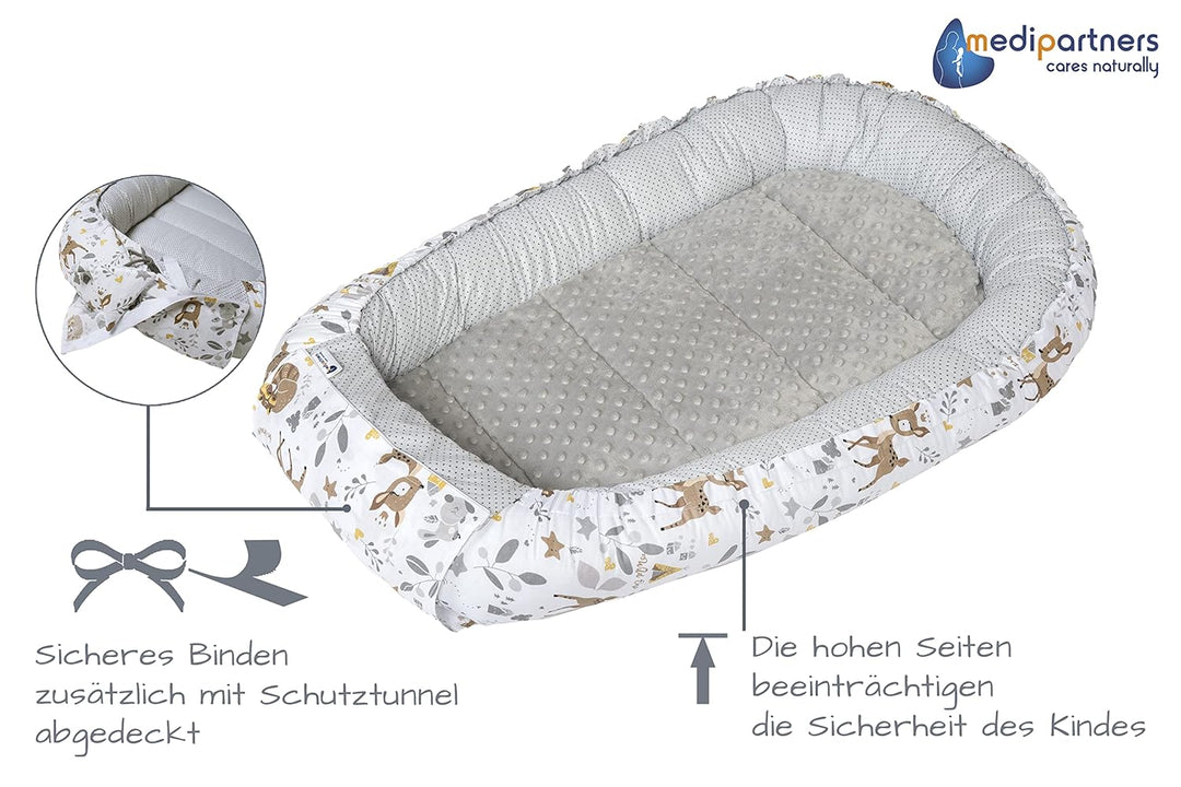 Medi Partners 5 teilig Babynestchen Set Babynest 100x60x15 herausnehmbarer Einsatz Bett Kuschelnest