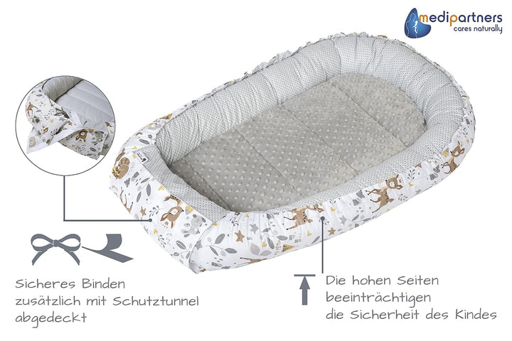 Medi Partners 5 teilig Babynestchen Set Babynest 100x60x15 herausnehmbarer Einsatz Bett Kuschelnest