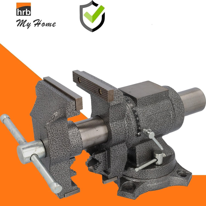 HRB Profi Schraubstock drehbar gross - 125 mm Spannweite-, multifunktionaler Profi Tischschraubstock