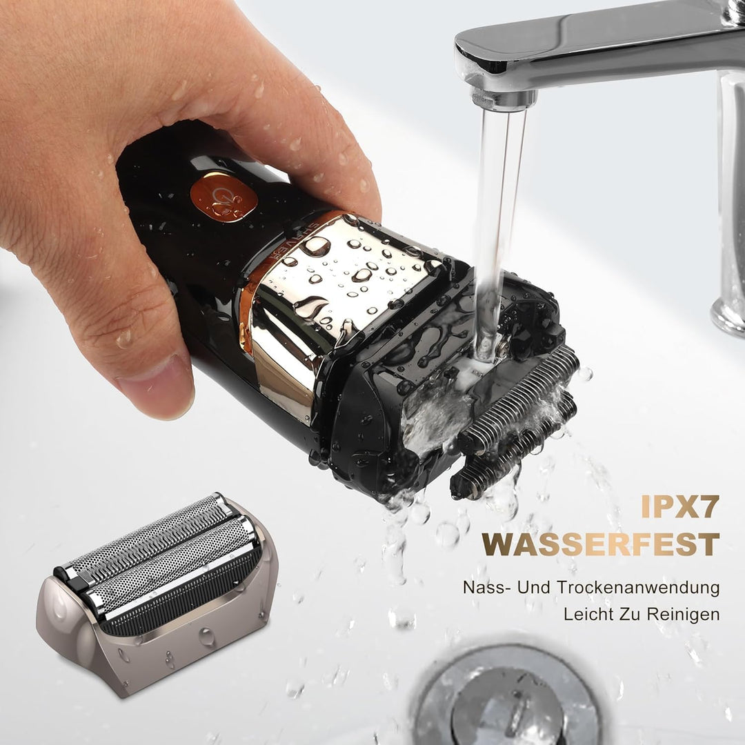 Folienrasierer Herren,2 in 1 Rasierer Herren Elektrisch Wiederaufladbarer USB Rasierapparat Herren N