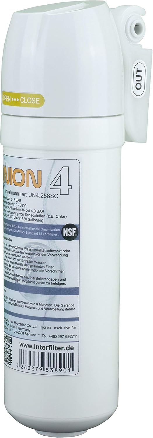 Ersatzkartusche (ohne Kopf) für Kühlschrankfilter "Union 4" Externer Wasserfilter für SbS Kühlschran
