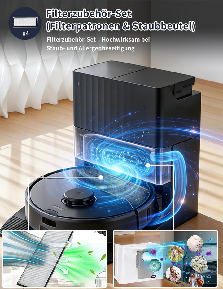 26 Stück Zubehör set für Roborock QV 35A / QV 35S，mit 2 Hauptbürsten, 6 Feuchttücher, 4 HEPA-Filter,
