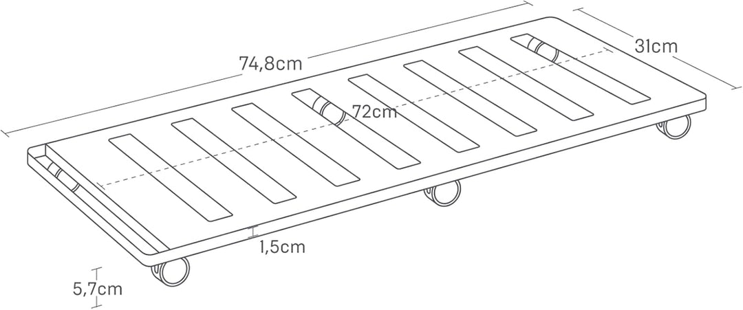 YAMAZAKI 1417 Tower Ablage mit Rollen, weiss, Stahl/Nylon, minimalistisch, 31 x 74,8 x 5,7 cm (L x B