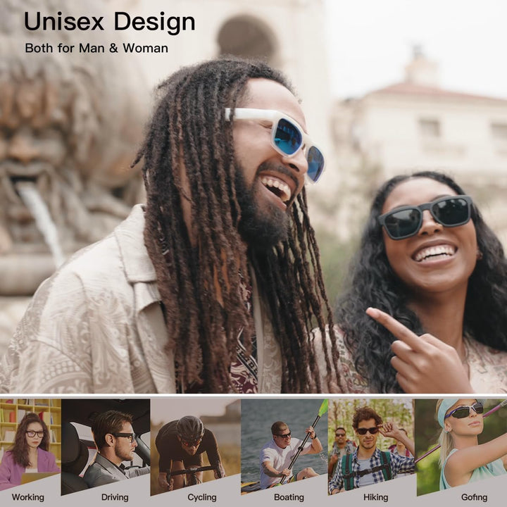 OhO Bluetooth Sunglasses,Voice Control and Open Ear Style Smart Glasses Listen Music and Calls with
