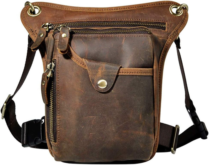 Leder Taille Pack Drop Leg Bag für Herren Damen Gürtel Bauchtasche Mehrzweck Motorrad Fahrrad Outdoo