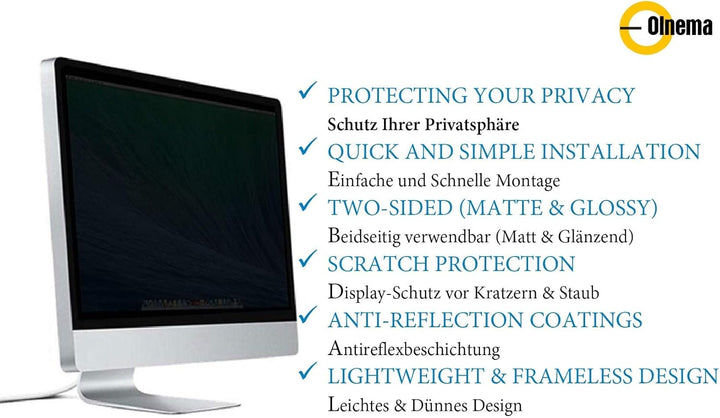 Blickschutzfilter I Privacy Filter I Blickschutzfolie I Anti-Spy Folie für Laptop und Notebook (19.0
