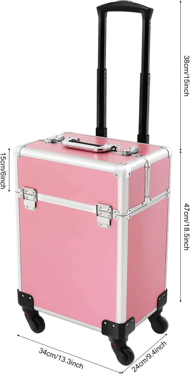 Kosmetik Trolley, 3-in-1 Kosmetikkoffer Gross Beautycase Koffer Trolley mit Schlösser, Friseurkoffer