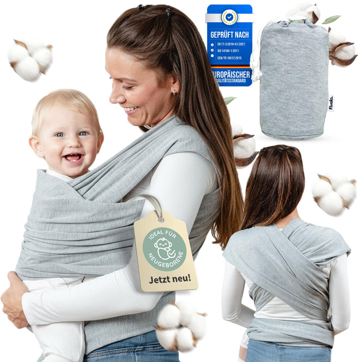 Tragetuch Neugeborene - Elastisches Baby Trage-Tuch ab Geburt, Atmungsaktive & ergonomische Koala-Ba