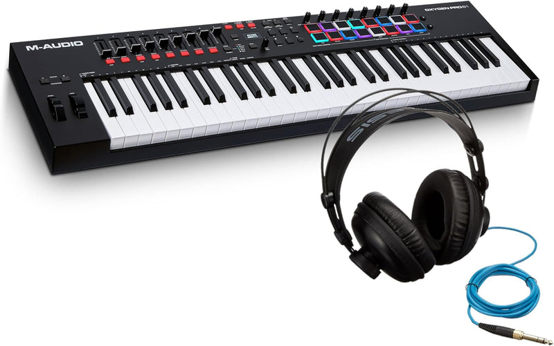 M-Audio Keyboard Controller + Alesis Kopfhörer Bundle – Oxygen Pro 61-Tasten USB MIDI Keyboard Contr