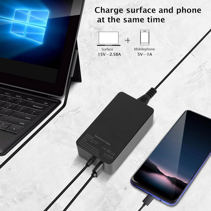 Surface Pro Ladegerät, 44W 15V 2.58A(Arbeitet mit 39W/36W/24W) Microsoft Netzteil für Surface Pro 3/