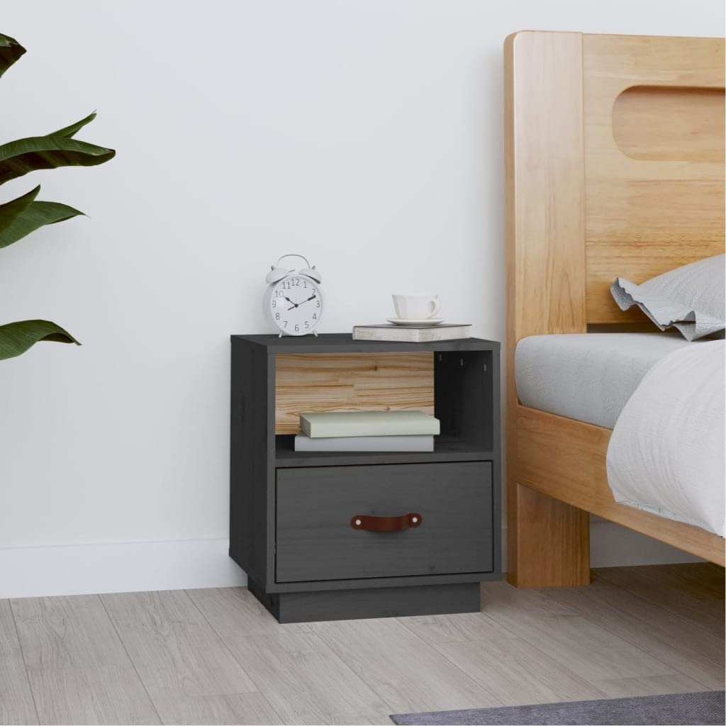 FIRBNUS Bedside Table Nachtkonsole Beistelltisch mit Stauraum Night Stand Nachttisch Grau 40x34x45 c