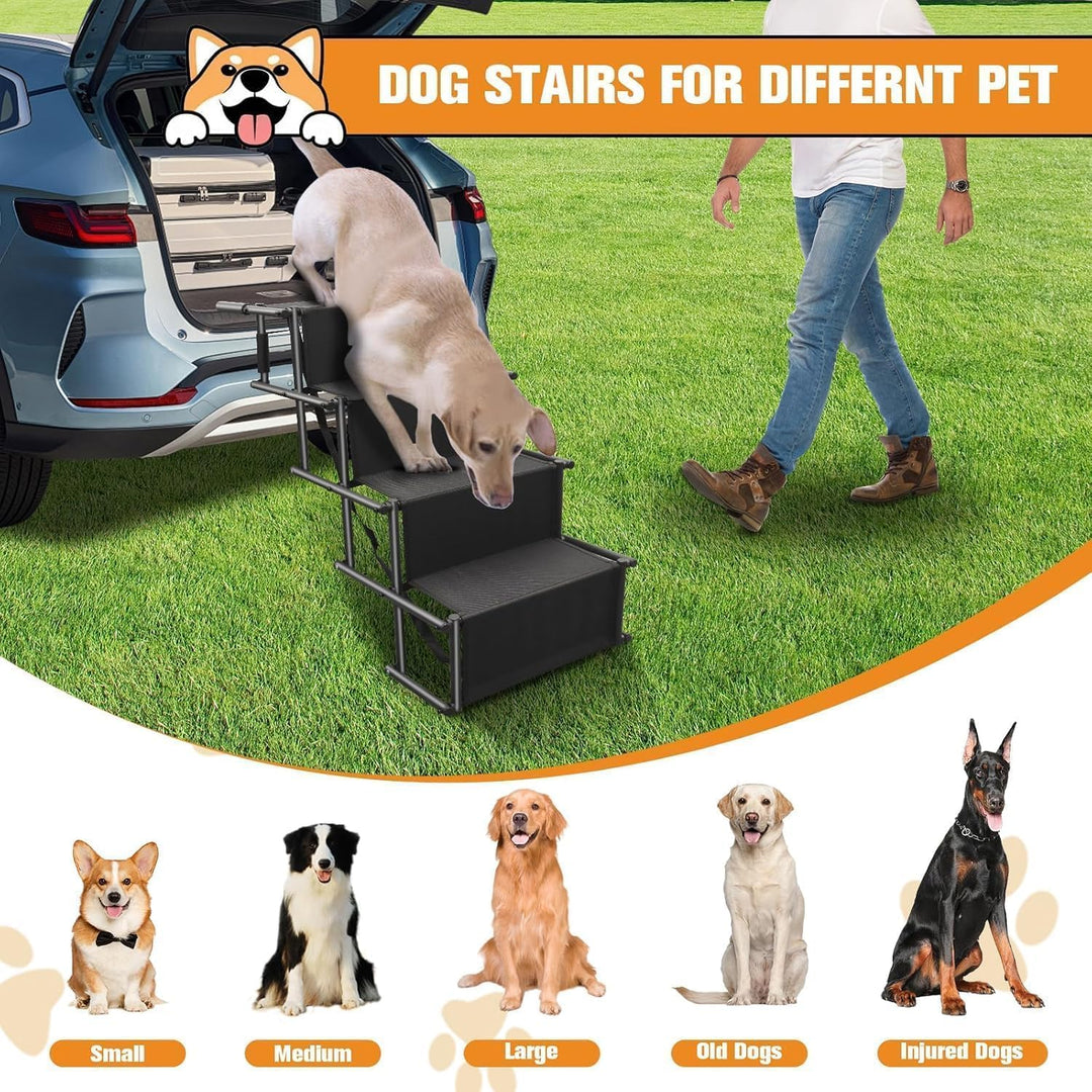Hunderampe Auto Klappbar,Hundetreppe Grosse Hunde,Rampe Hund Auto 4 Stufen,Bis 80 kg belastbar,Hunde