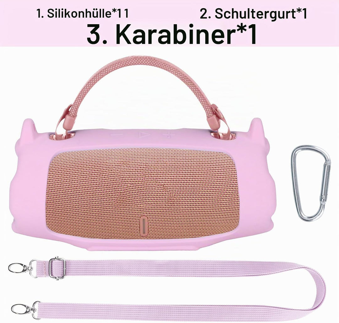 Lebakort Silikonhülle Tragetasche Case für JBL Charge 6 Tragbarer Lautsprecher, mit Schultergurten u