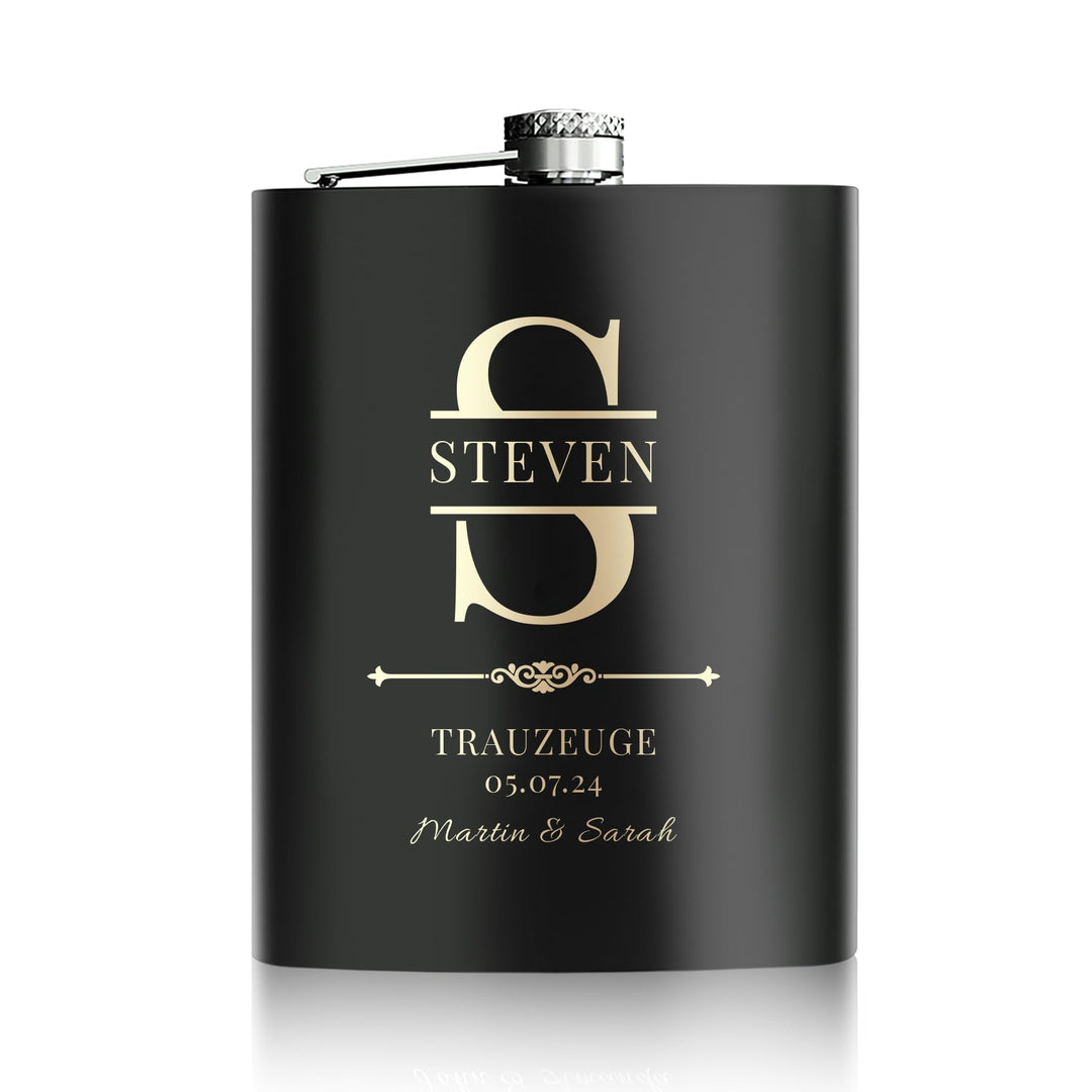 Personalisierter Flachmann Mit Gravur 227ml/8oz - Edelstahl Geschenk für Trauzeugen, Hochzeit und Ju