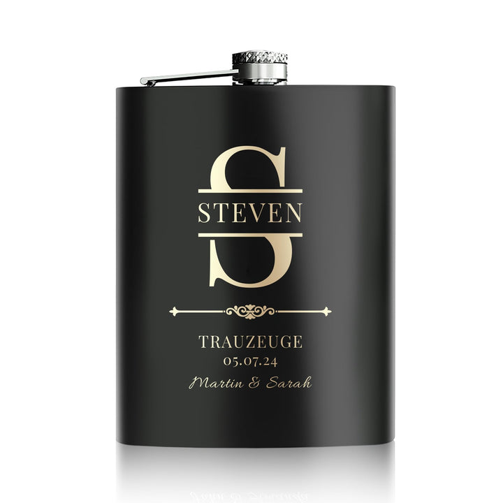 Personalisierter Flachmann Mit Gravur 227ml/8oz - Edelstahl Geschenk für Trauzeugen, Hochzeit und Ju