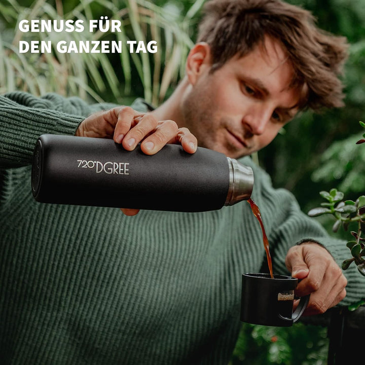 720°DGREE Thermoskanne mit Becher “Follow” - 450ml, 700ml, 1l - Auslaufsicher, BPA-Frei - Edelstahl