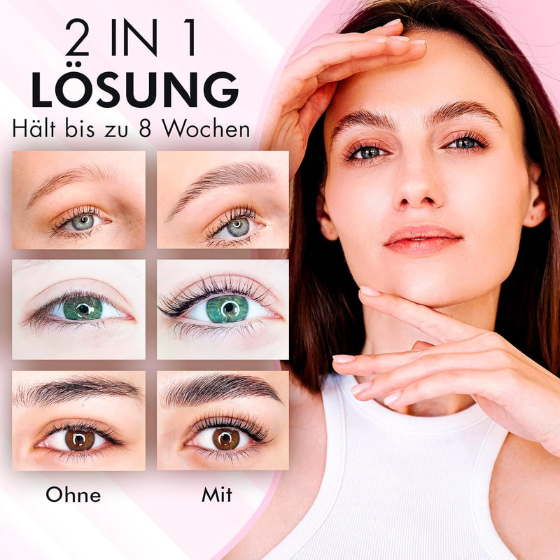 Wimpernlifting Set, Augenbrauen Lifting Set, 2-in-1-Lösung, Brow Lifting Set, Hält 6-8 Wochen, 15 An