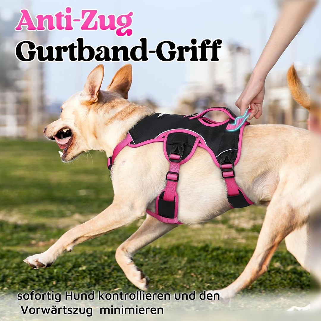 rabbitgoo Ausbruchsicheres Hundegeschirr Grosse Hunde mit Griff, Anti Zug Sicherheitsgeschirr Hund A