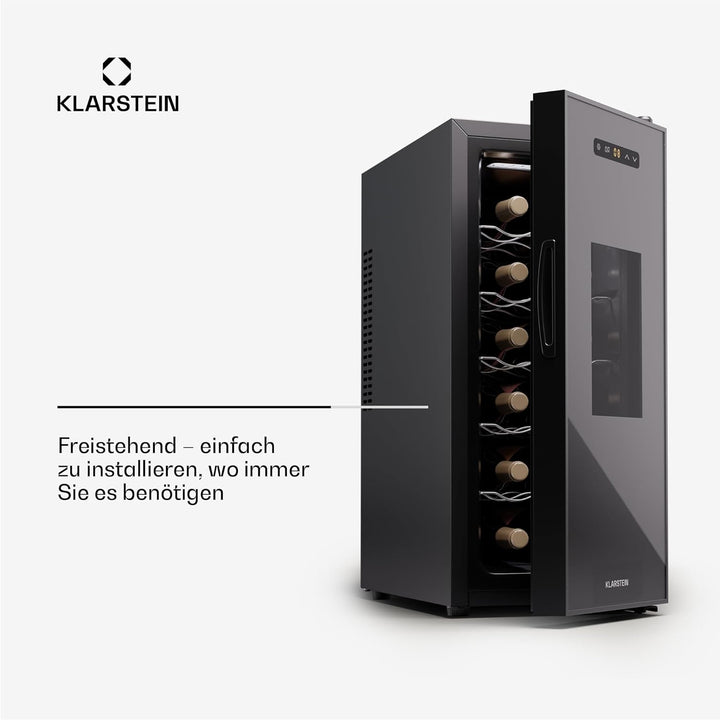 Klarstein Freistehender Weinkühlschrank 1 Zone, Getränkekühlschrank Klein, Kleiner Weinschrank, Wein