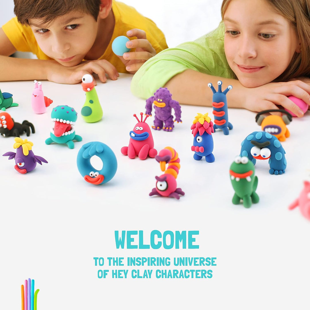 Hey Clay Animals-Set – bunte Modellier-Kinder – lufttrockenes Ton-Set 15 Dosen und Modellierwerkzeug