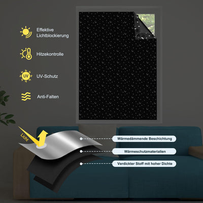 OBdeco Tragbares Verdunkelungsvorhänge Reise Rollo 100% Verdunkelung Saugnäpfe einfach anzubringen p