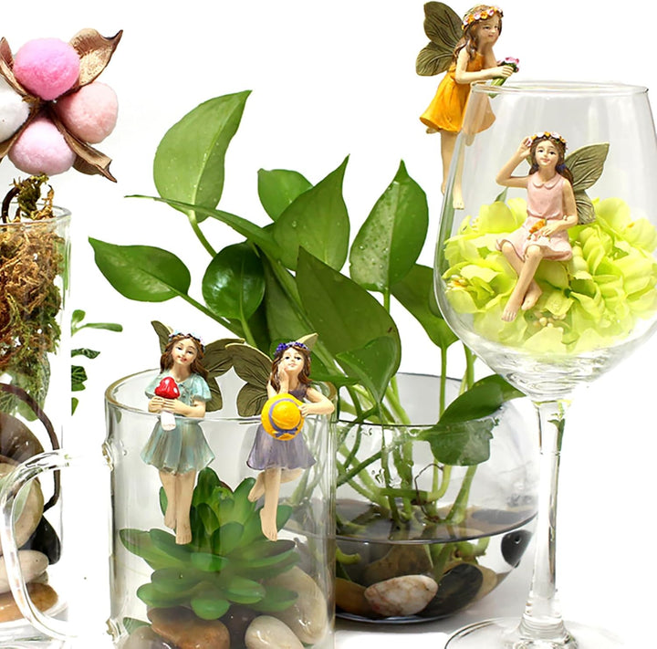 KOCNYDEY Elfen Figuren Garten Feengarten Zubehör Wichtel Figuren Miniatur Garten Feen Dekor Feenflüg