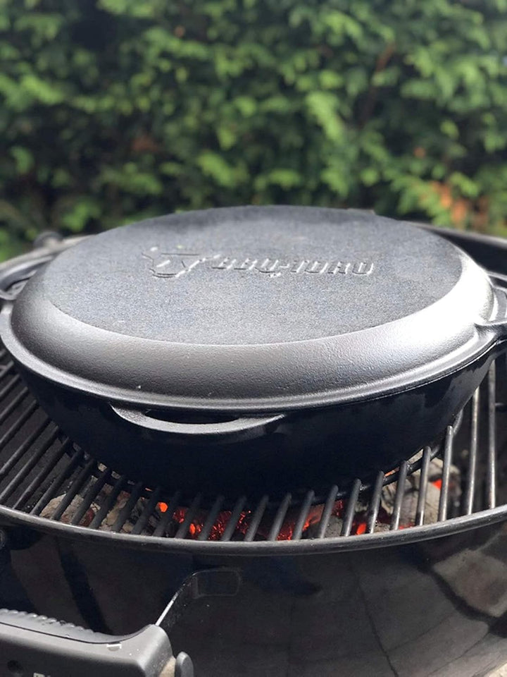 BBQ-Toro Gusseisen Kazan mit Deckel | 16 Liter | Traditioneller Gusstopf | Kasan mit rundem Boden |