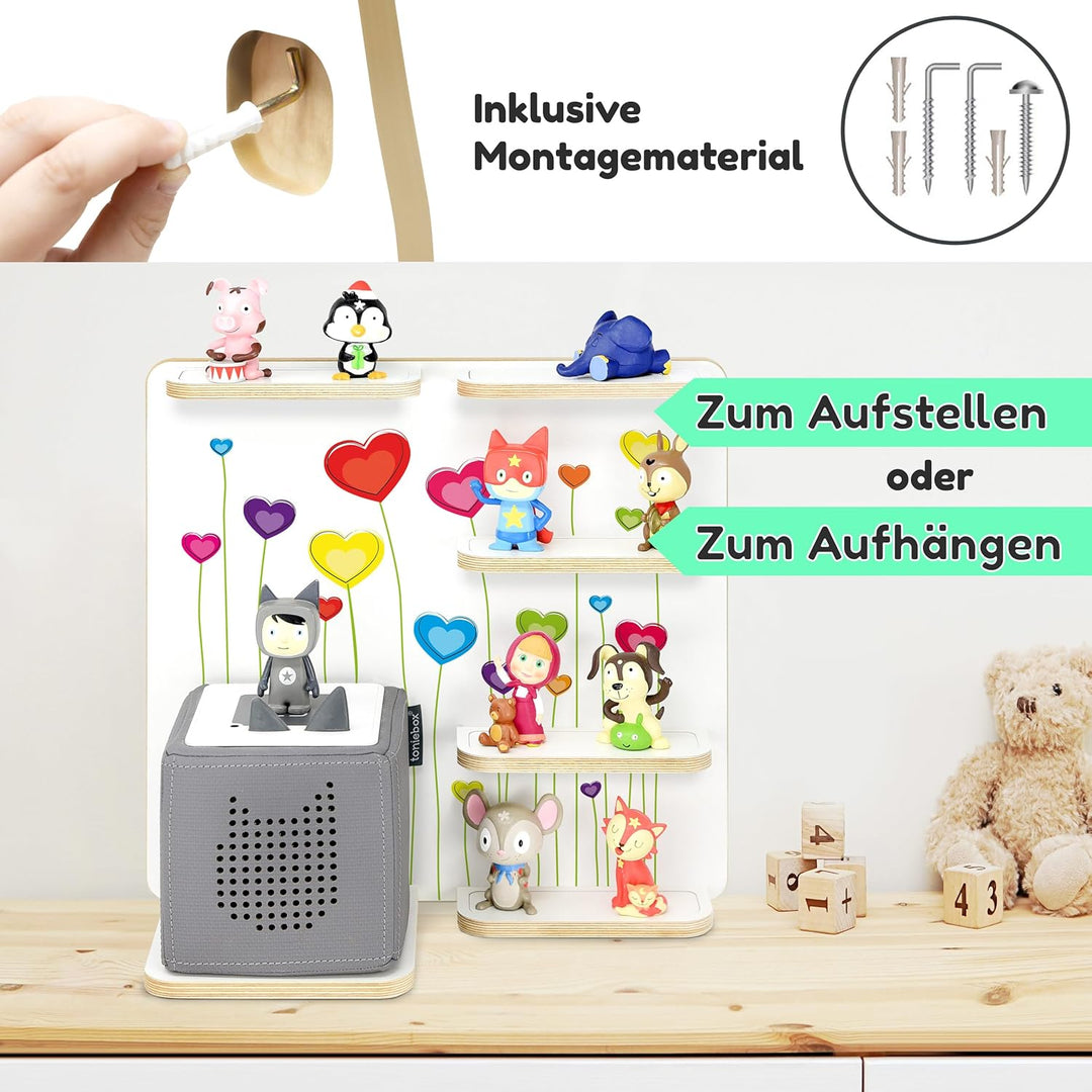 stadtecken Holzregal für Musikbox – Passend für Toniebox & ca. 30 Tonies | Perfekte Aufbewahrung für