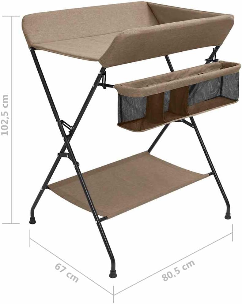 vidaXL Wickeltisch mit seitlichen Staufächern Zusammenklappbar Wickelauflage Kommode Mulde Unterlage
