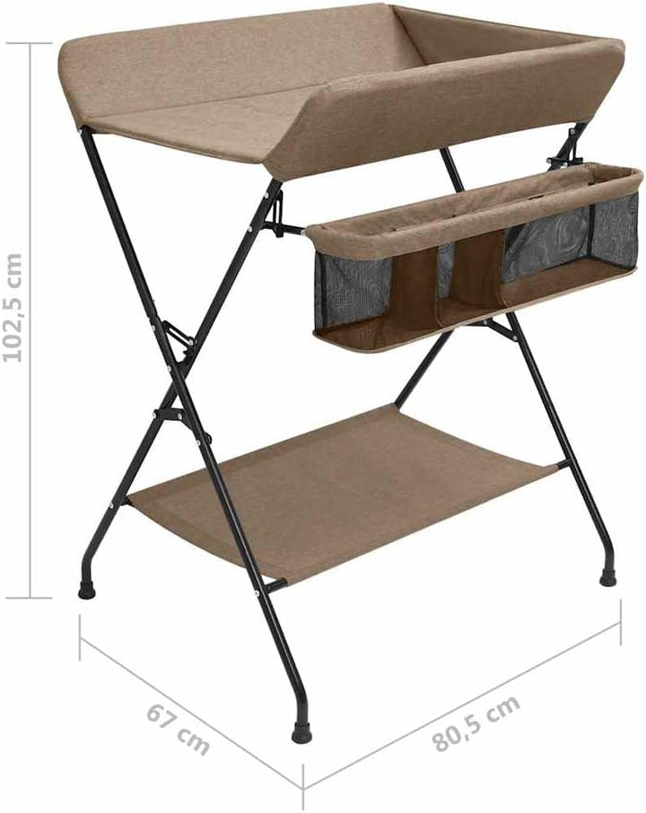 vidaXL Wickeltisch mit seitlichen Staufächern Zusammenklappbar Wickelauflage Kommode Mulde Unterlage