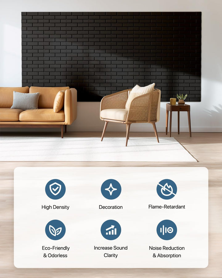Akustikplatten Selbstklebend, 12 Stück Schallabsorber für Wand, Tür, Decke, Acoustic Panels, Studio,