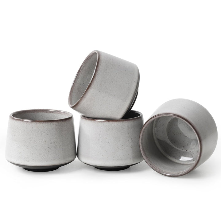 NOVAJOY | Espressotassen Set | 4-teilig | 200 ml | Hochwertige Tassen aus Steingut | Ohne Henkel | S