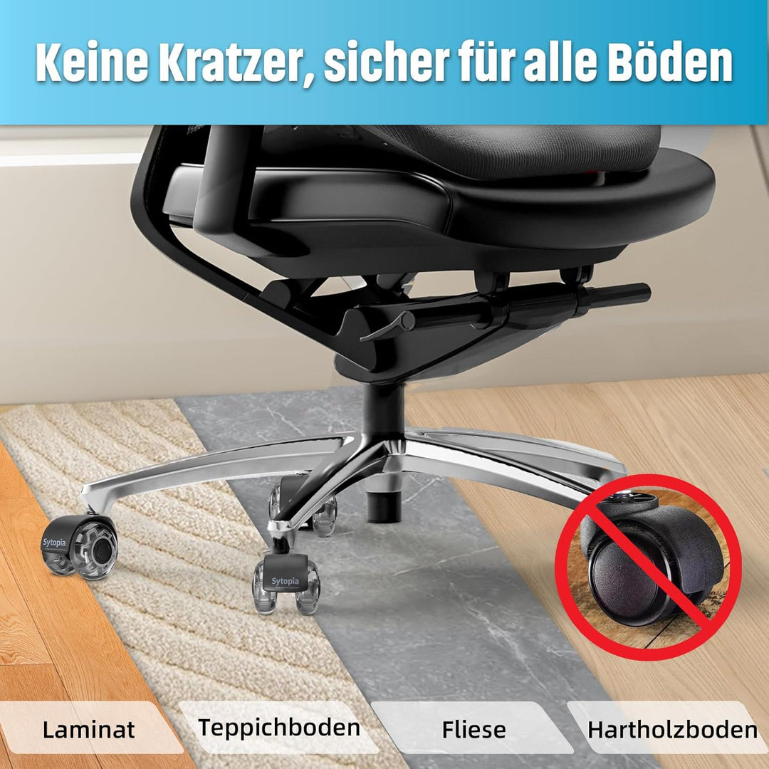 Sytopia Bürostuhl Rollen, 5er Set Rollen für Bürostühle, 11x22mm Hartbodenrollen für Bürostuhl Stuhl