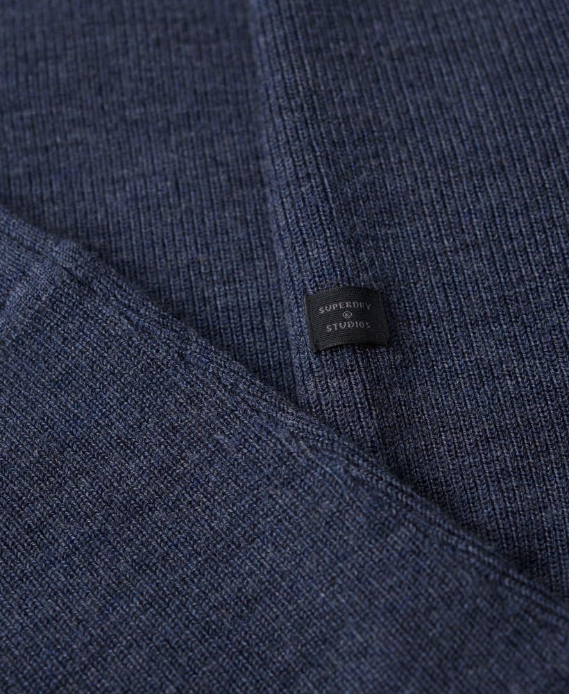 Superdry Herren Merino-Pullover mit halblangem Reissverschluss Kräftiges Marineblau L Kräftiges Mar