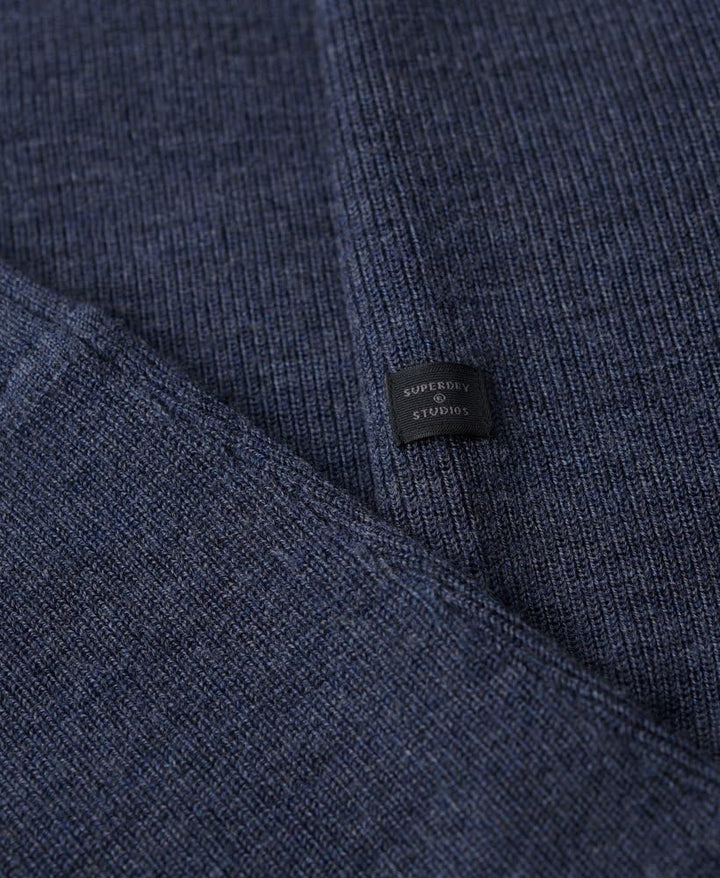 Superdry Herren Merino-Pullover mit halblangem Reissverschluss Kräftiges Marineblau S Kräftiges Mar