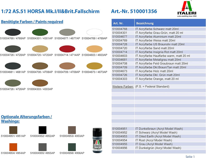 Italeri 510001356-1:72 AS.51 Horsa Mk.I/II und Britische Fallschirm